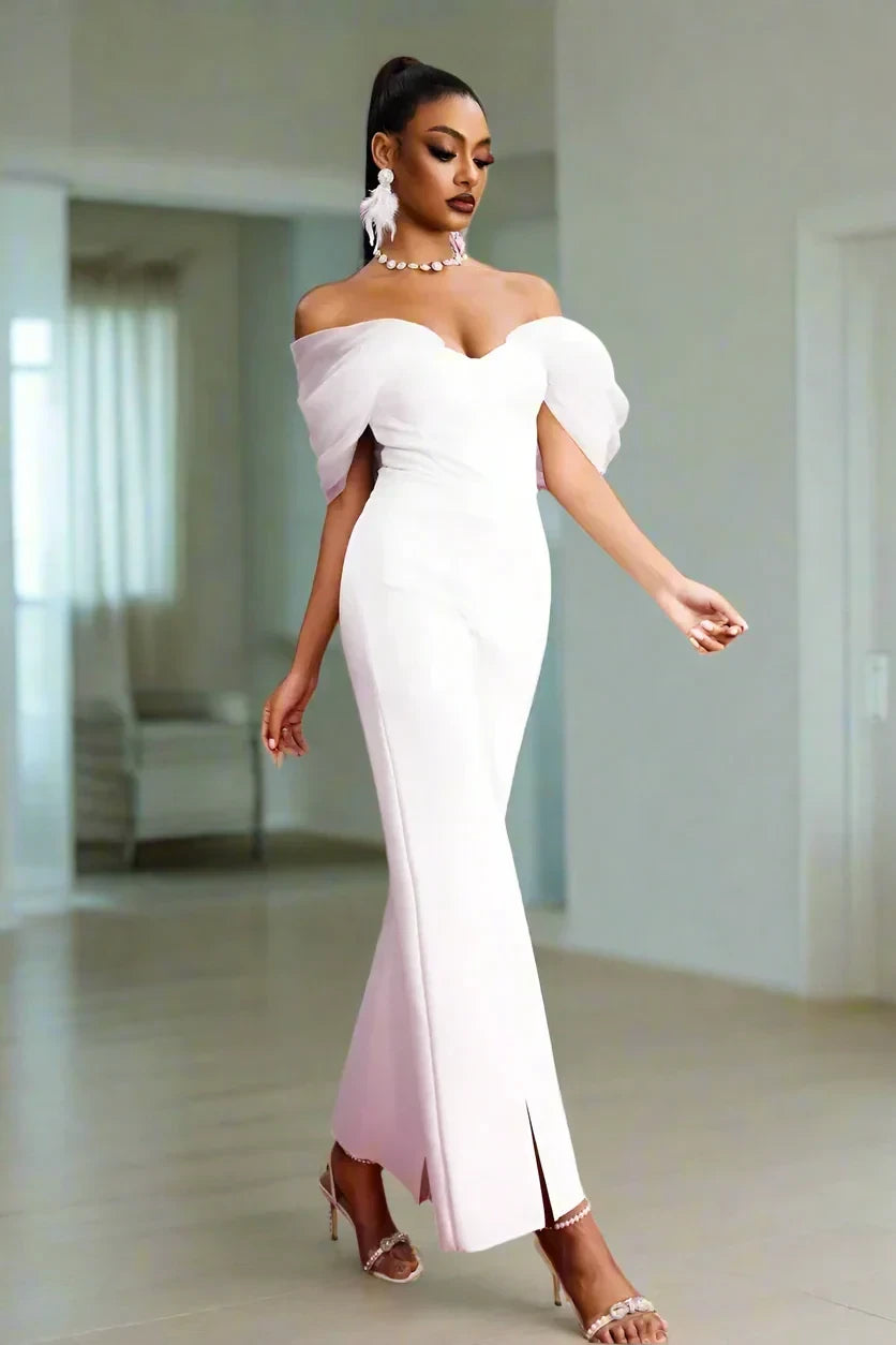 Off Shoulder Tulle Bandage Jumpsuit