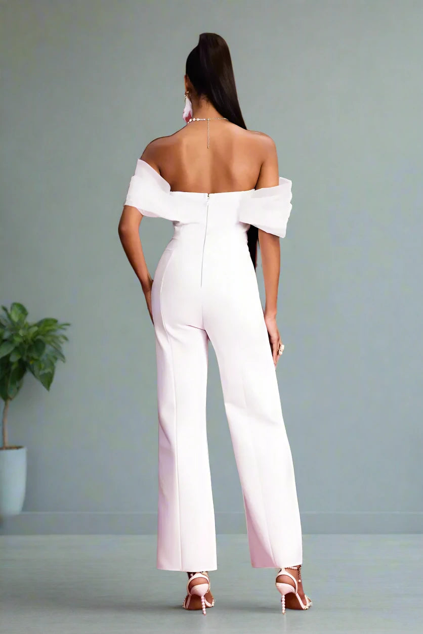Off Shoulder Tulle Bandage Jumpsuit