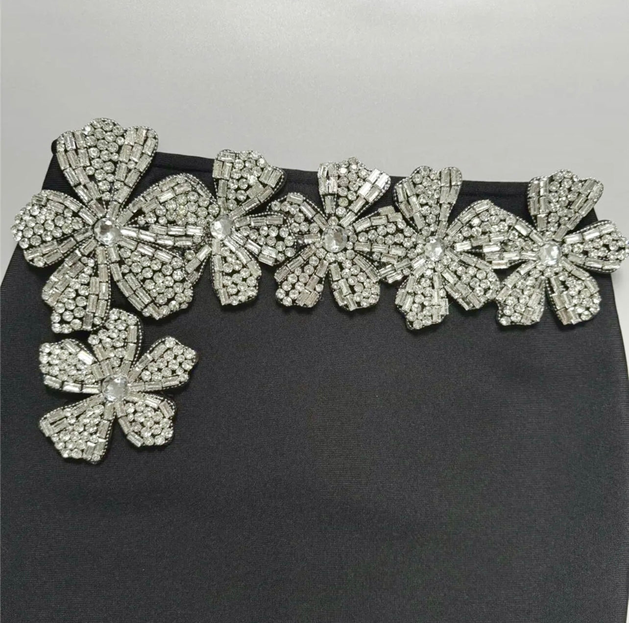 Crop Top Two-Piece Diamond Floral Bandage Set