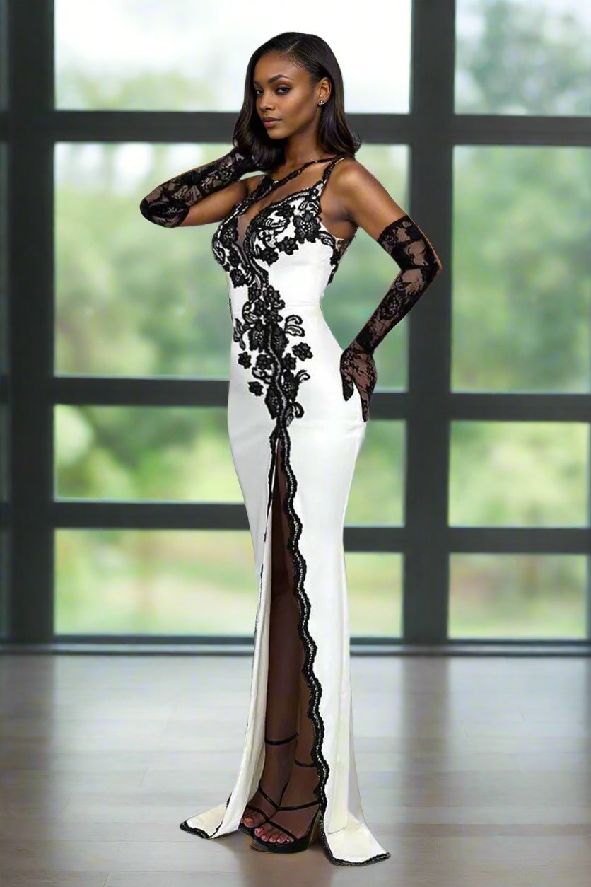 Asymetrical Off Shoulder Lace Trim Bandage Dress