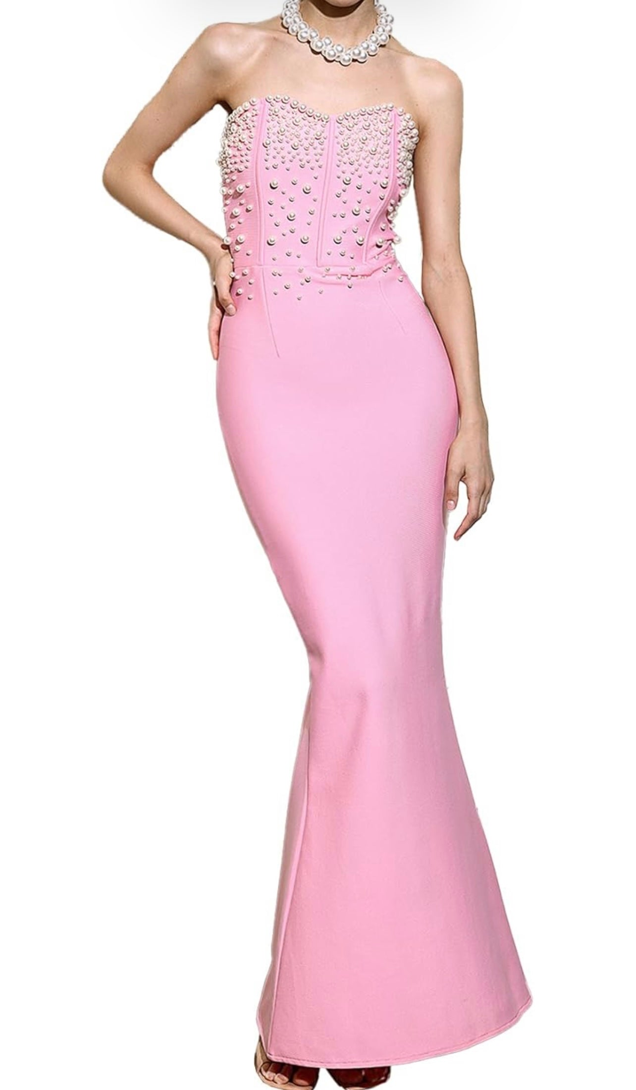 Pearl Tube Top Maxi Bandage Dress