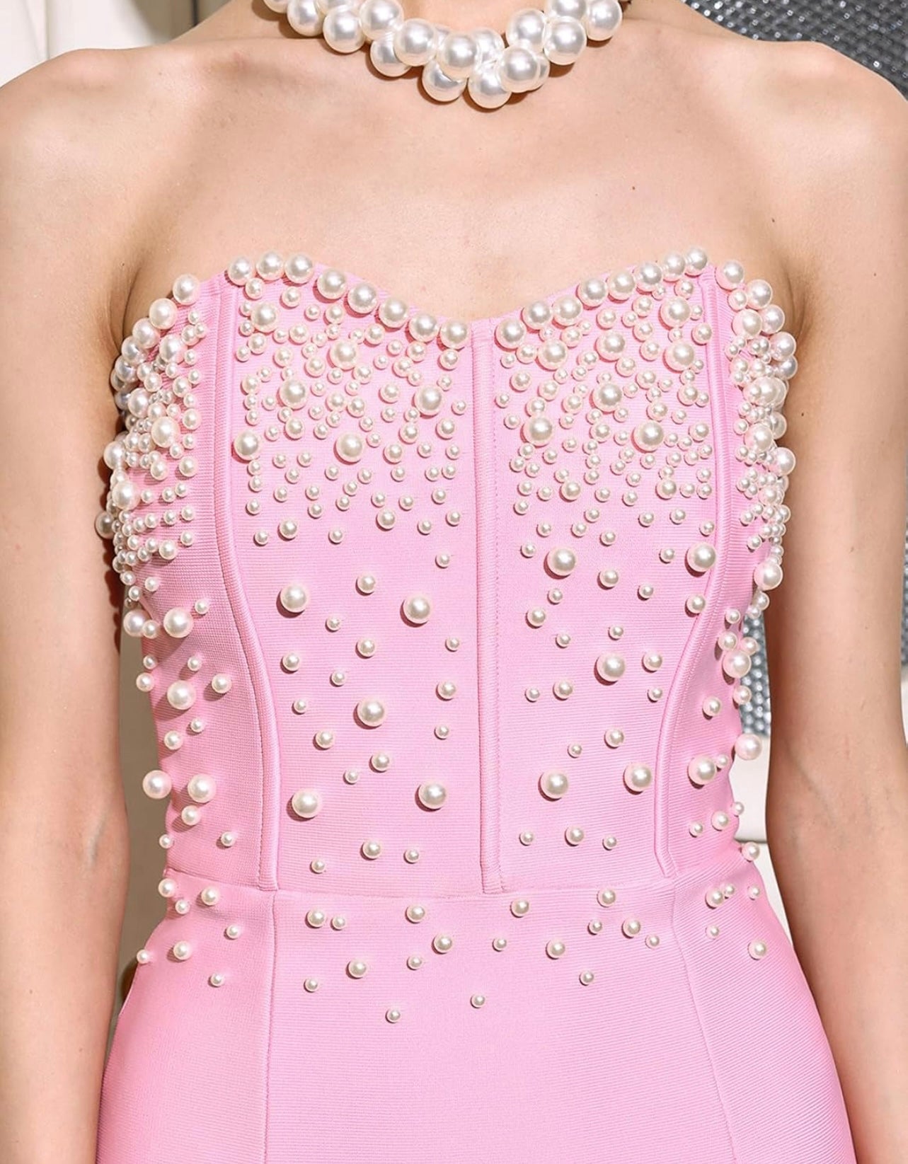 Pearl Tube Top Maxi Bandage Dress