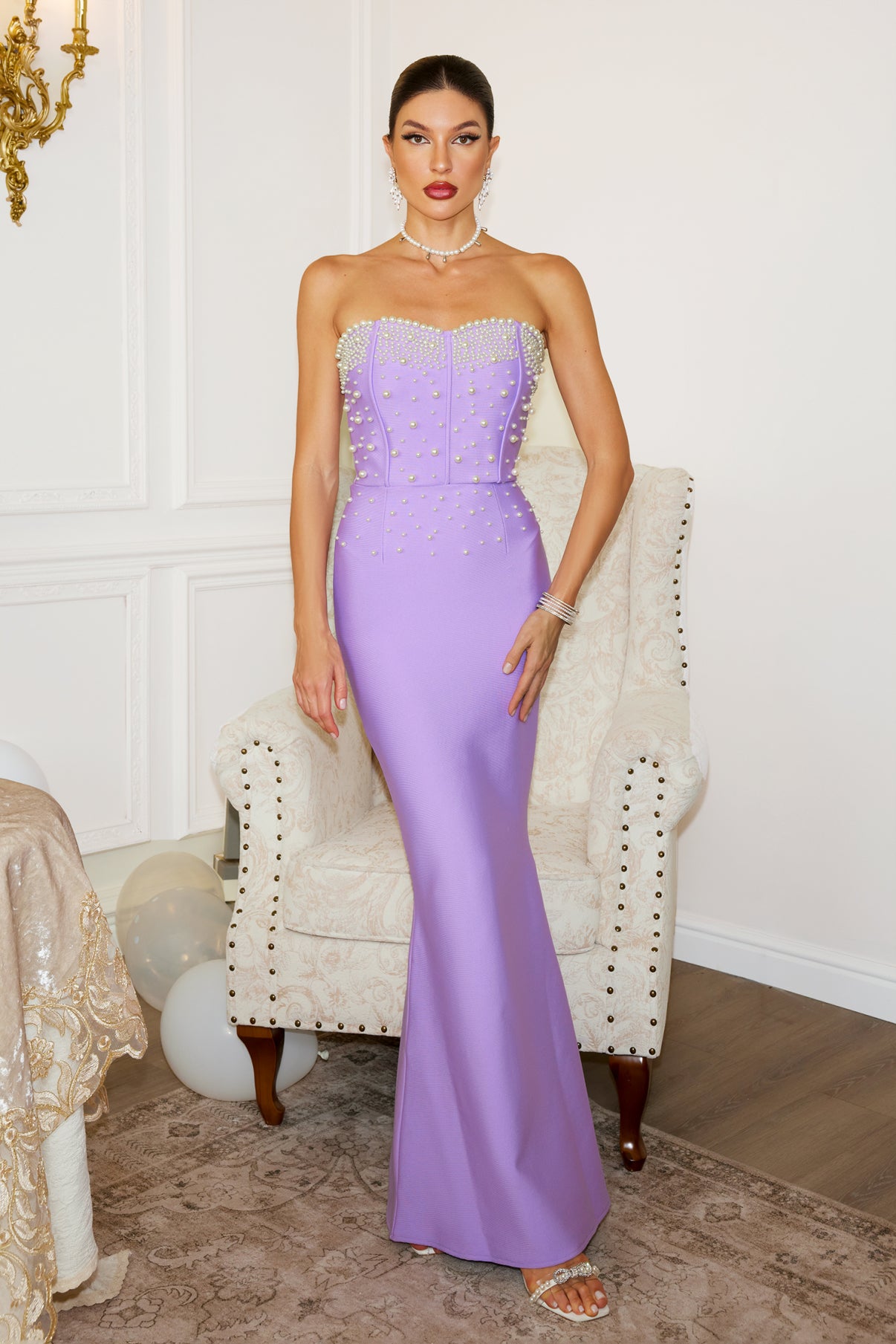 Pearl Tube Top Maxi Bandage Dress