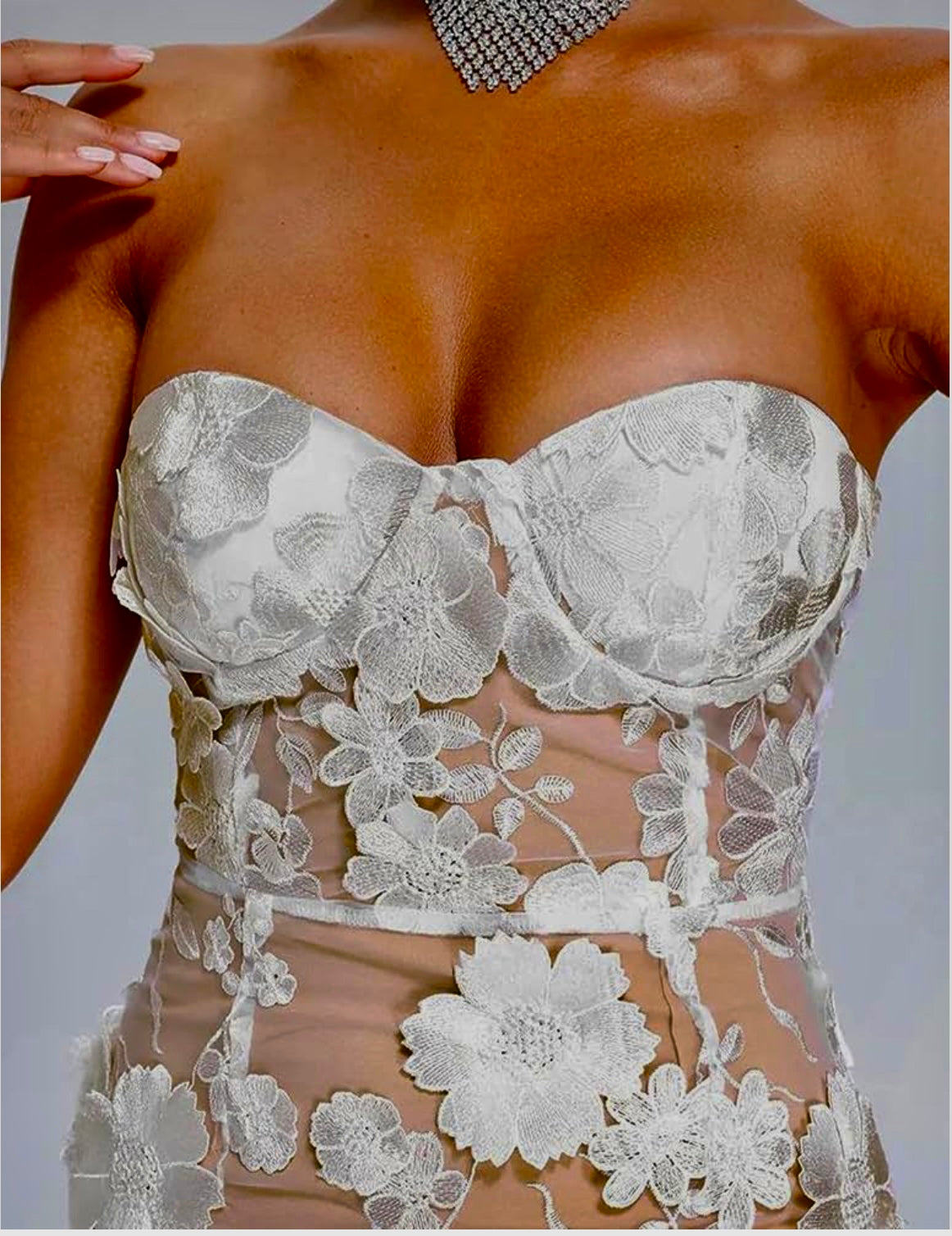 Embroidery French Lace Midi Dress