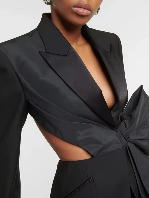 Side Bow Hollow Out Waist Blazer