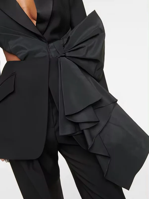 Side Bow Hollow Out Waist Blazer