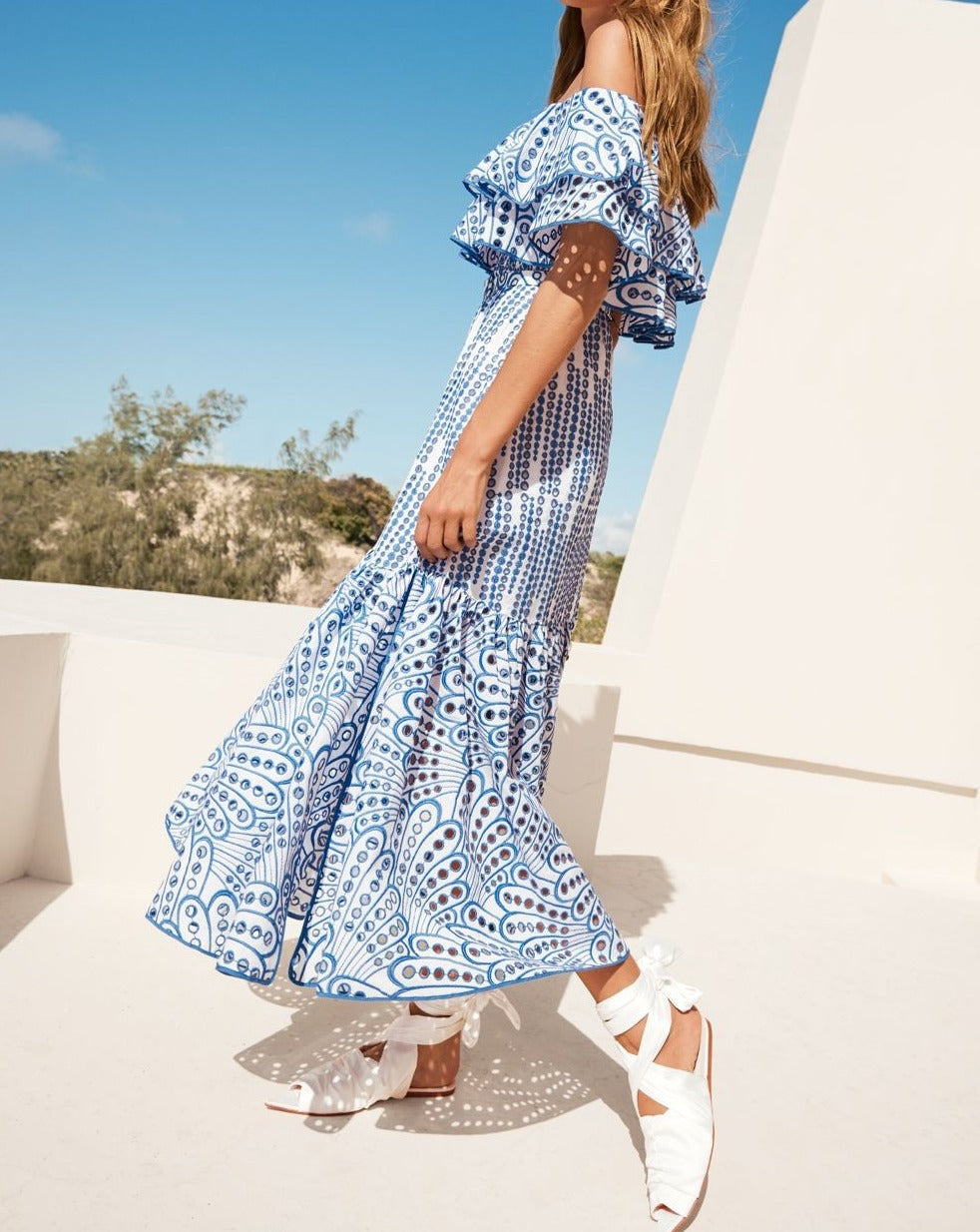 Bohemian Double Layered Ruffled Maxi Dress