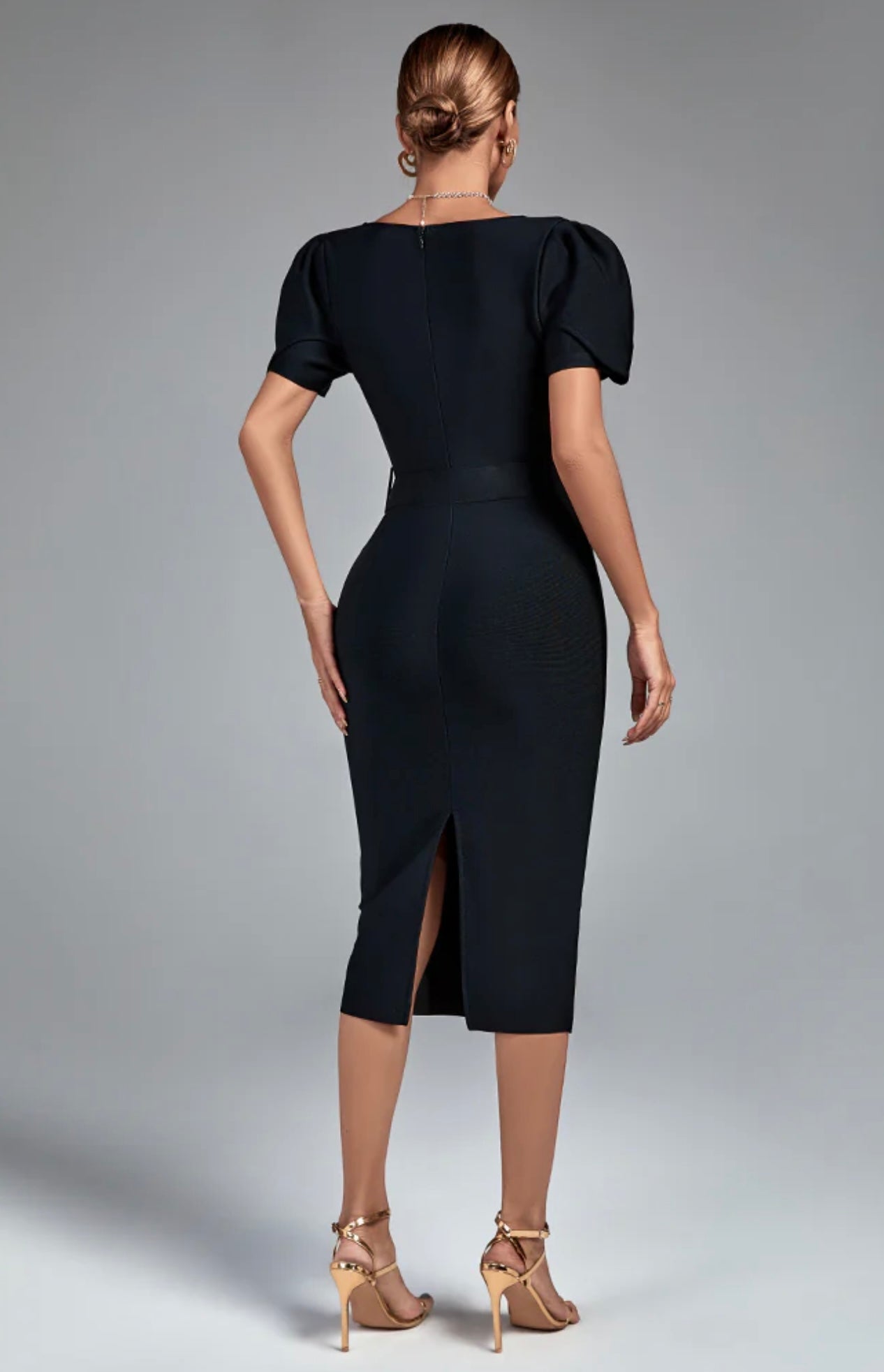 Short Sleeve Belted Bandage Dress