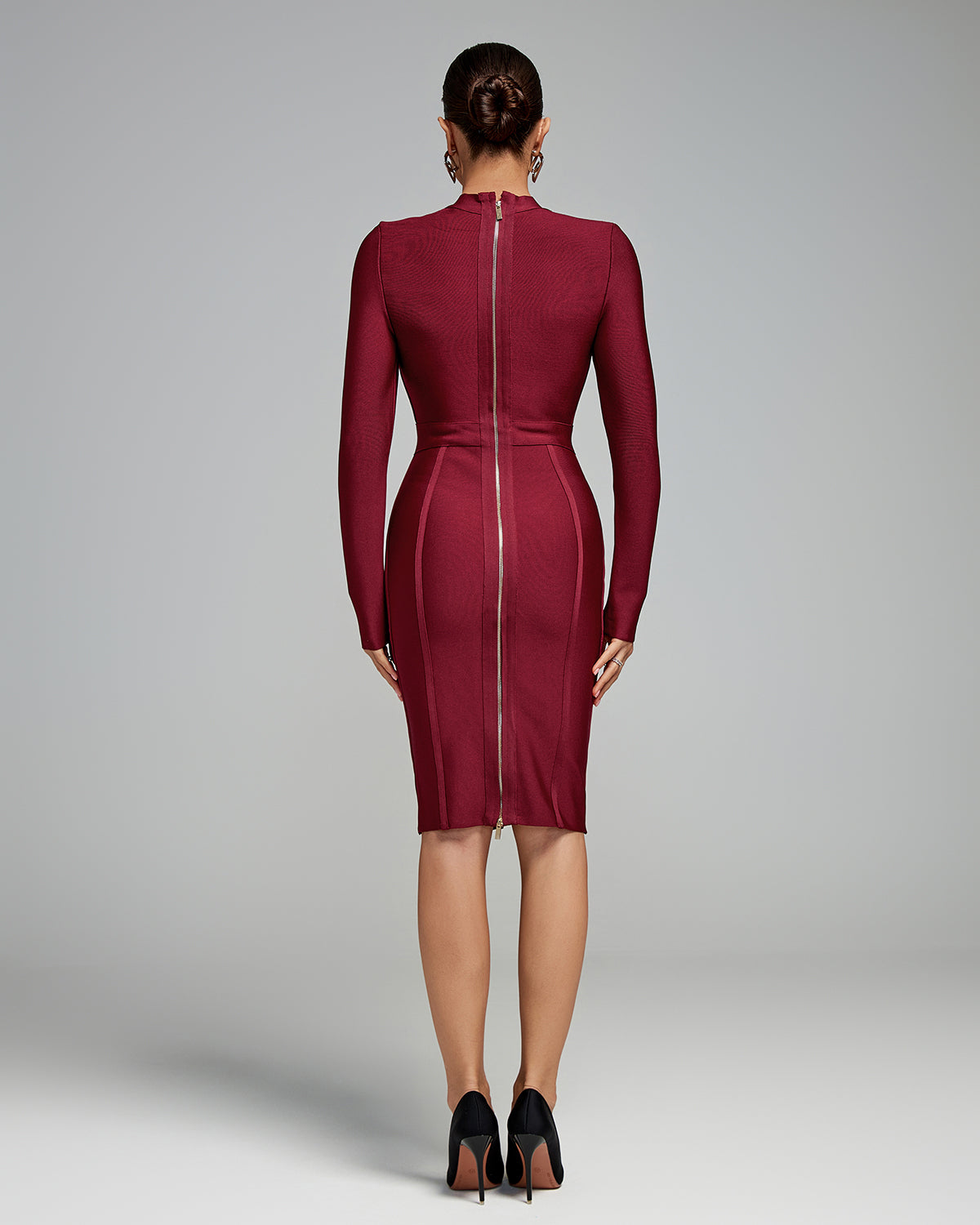 Long Sleeve High Neck Bandage Dress