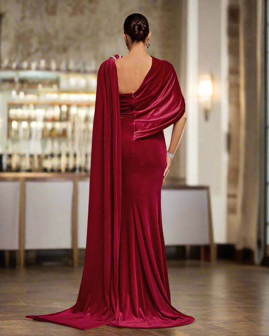 Crystal Jeweled Accent Velvet Dress