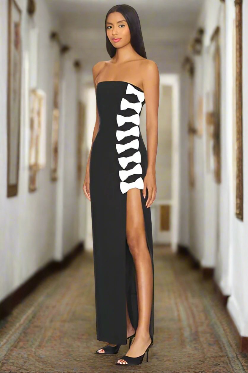 Bandeau Bow Detail Maxi Bandage Dress