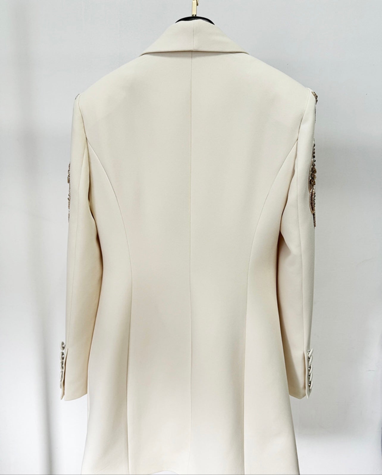 Off White Embellished Button Blazer Mini Dress