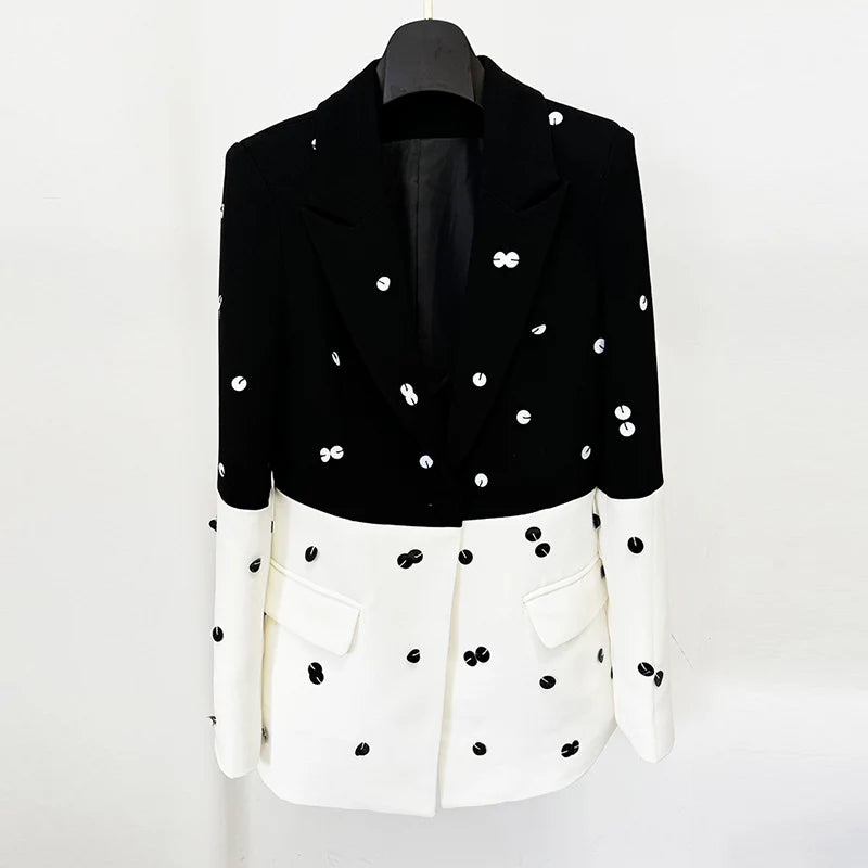 Color Block Sequins Skirt Set