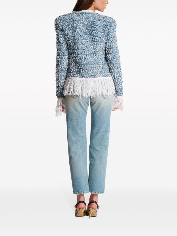 Tweed Fringe Cardigan Jacket