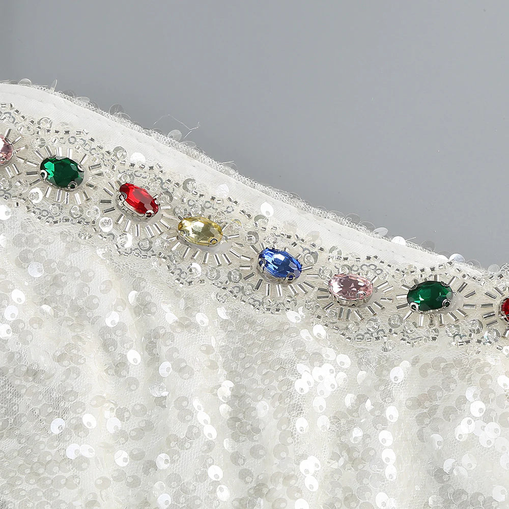 Halter Neck Rhinestone Sequins Maxi Dress