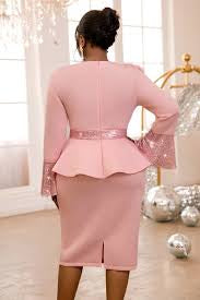 Sequin Sleeve Peplum Dress