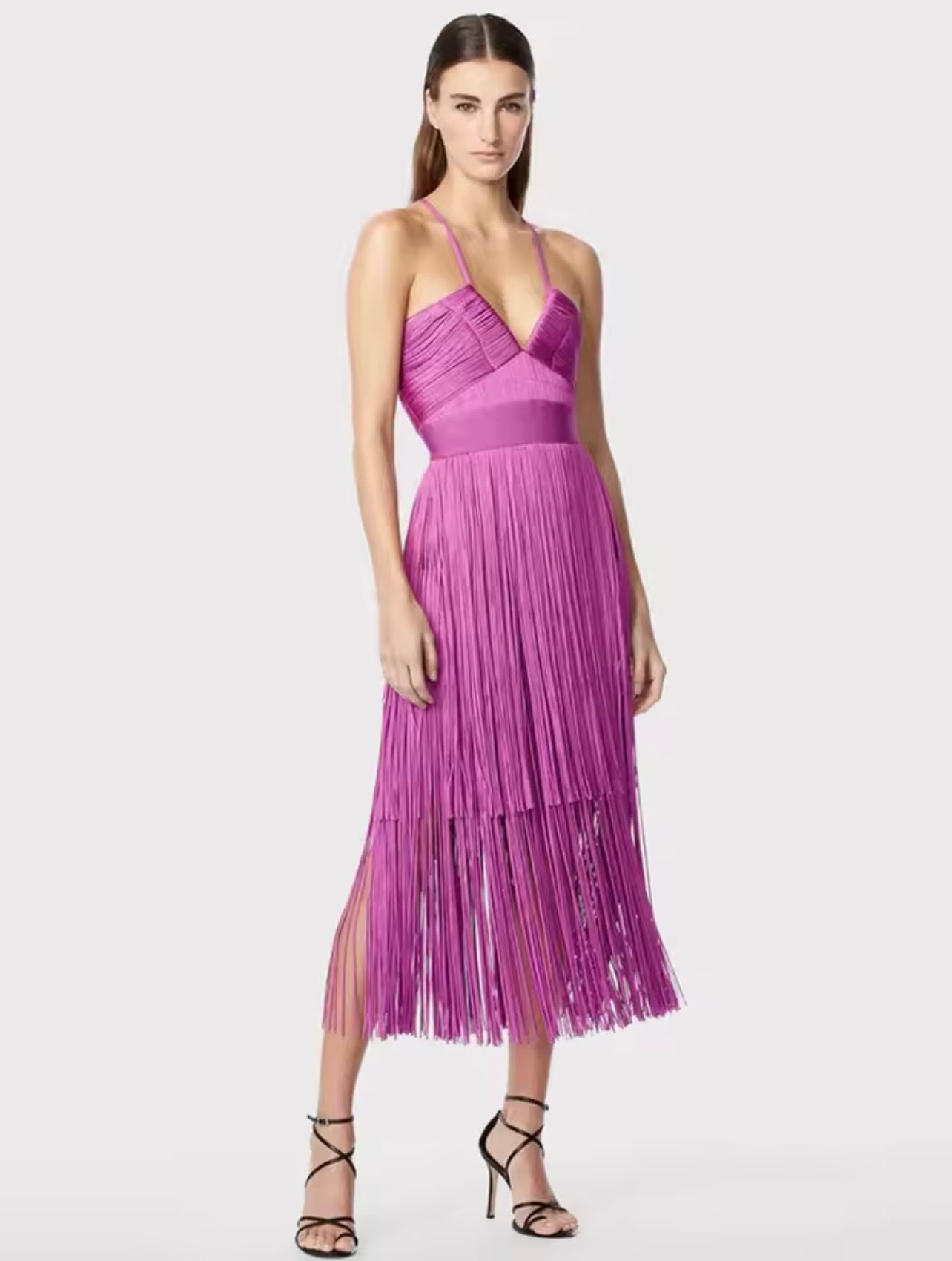 Spaghetti Strap Fringe Bandage Dress