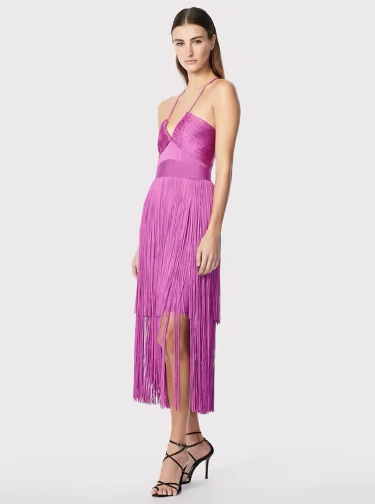 Spaghetti Strap Fringe Bandage Dress
