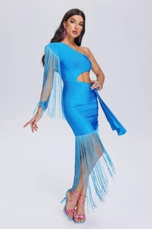 Asymmetric Tassel Bandage Dress