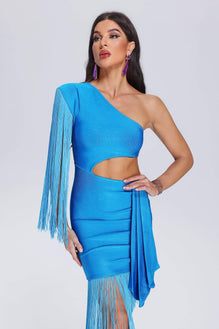 Asymmetric Tassel Bandage Dress