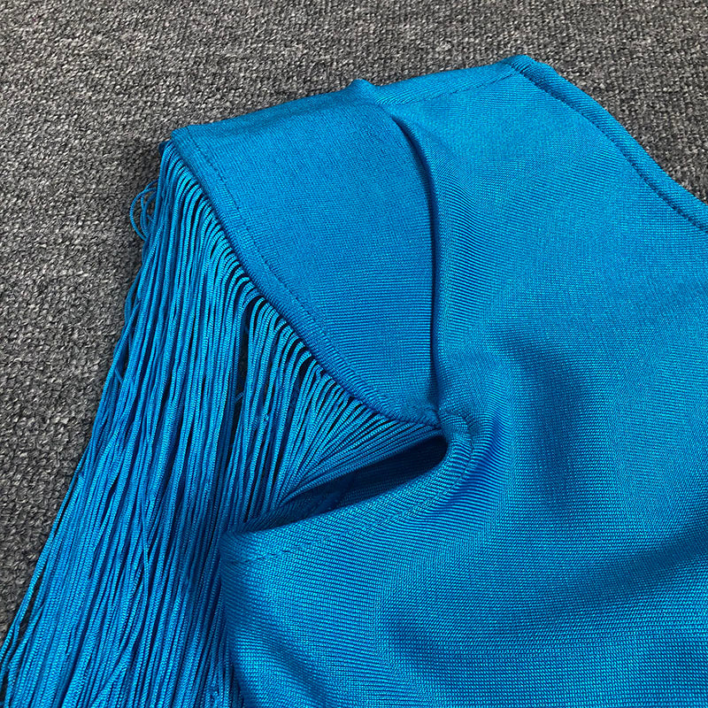 Asymmetric Tassel Bandage Dress