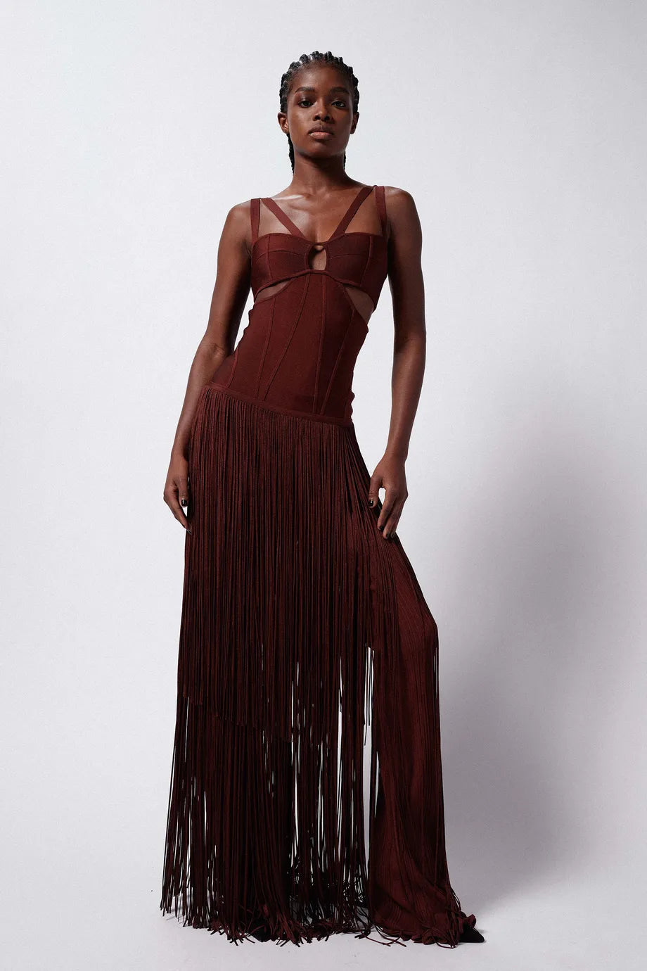 Hollow Out Fringe Bandage Dress