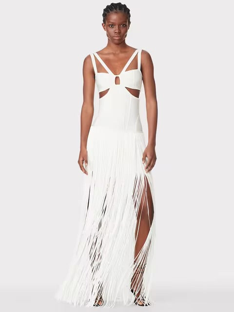 Hollow Out Fringe Bandage Dress