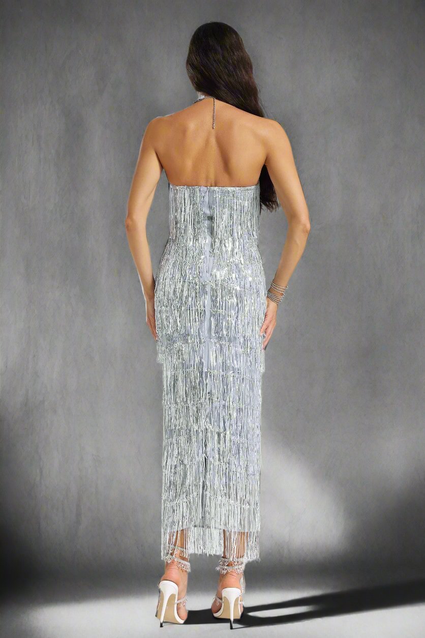 Sequins Fringe Midi Dress