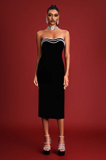 Rhinestone Trim Bandage Dress