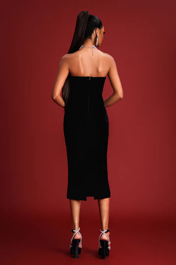 Rhinestone Trim Bandage Dress