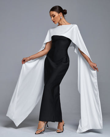 Satin Shawl Bandage Dress