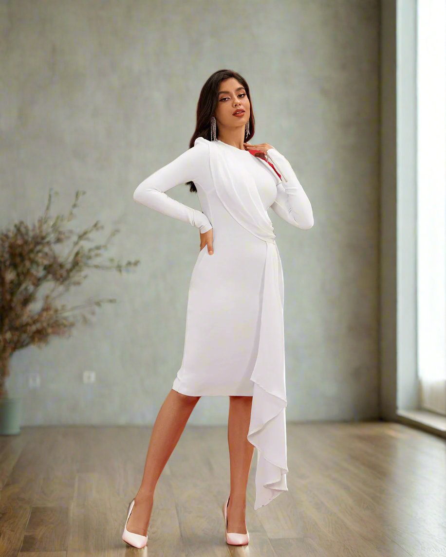 Cascading White Bandage Dress