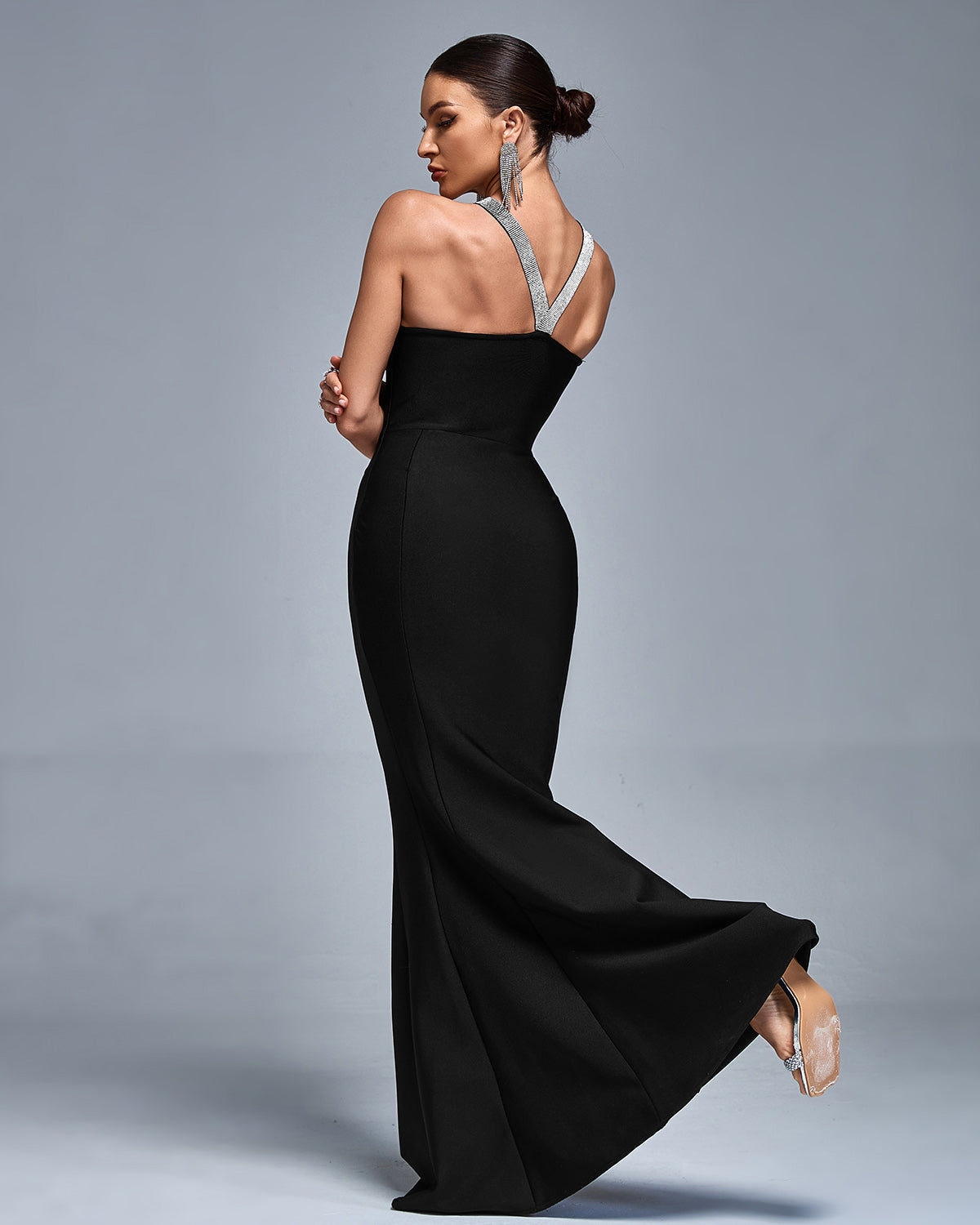 Embellished Keyhole Bandage Maxi Dress