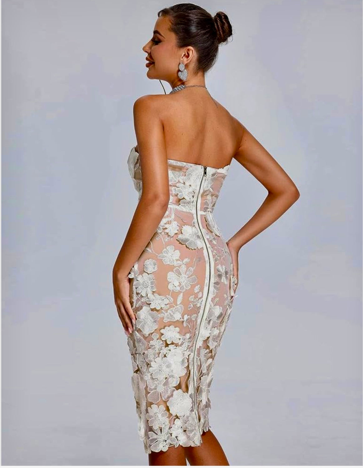 Embroidery French Lace Midi Dress