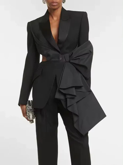 Side Bow Hollow Out Waist Blazer