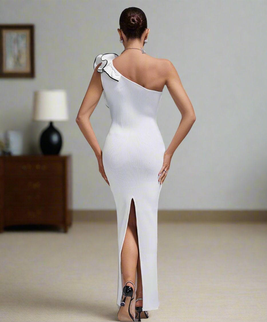 One Shoulder Flower Bandage Dress