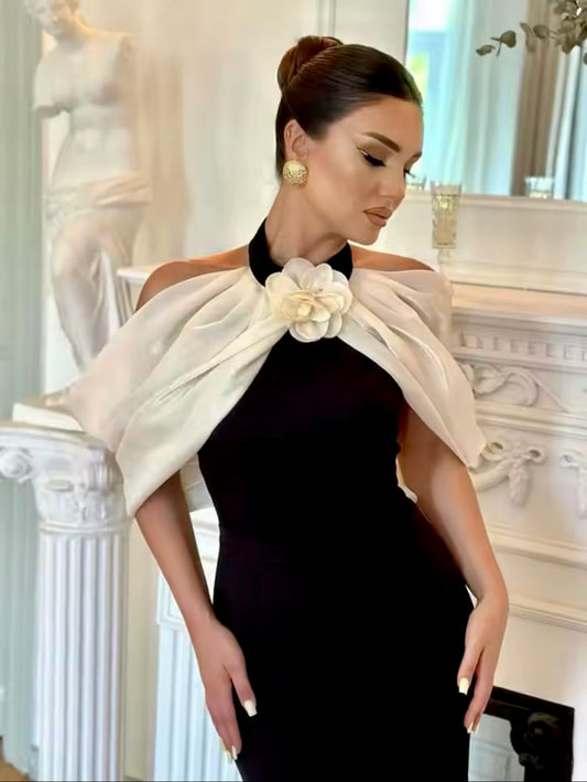 Halter Neck Flower Bandage Dress