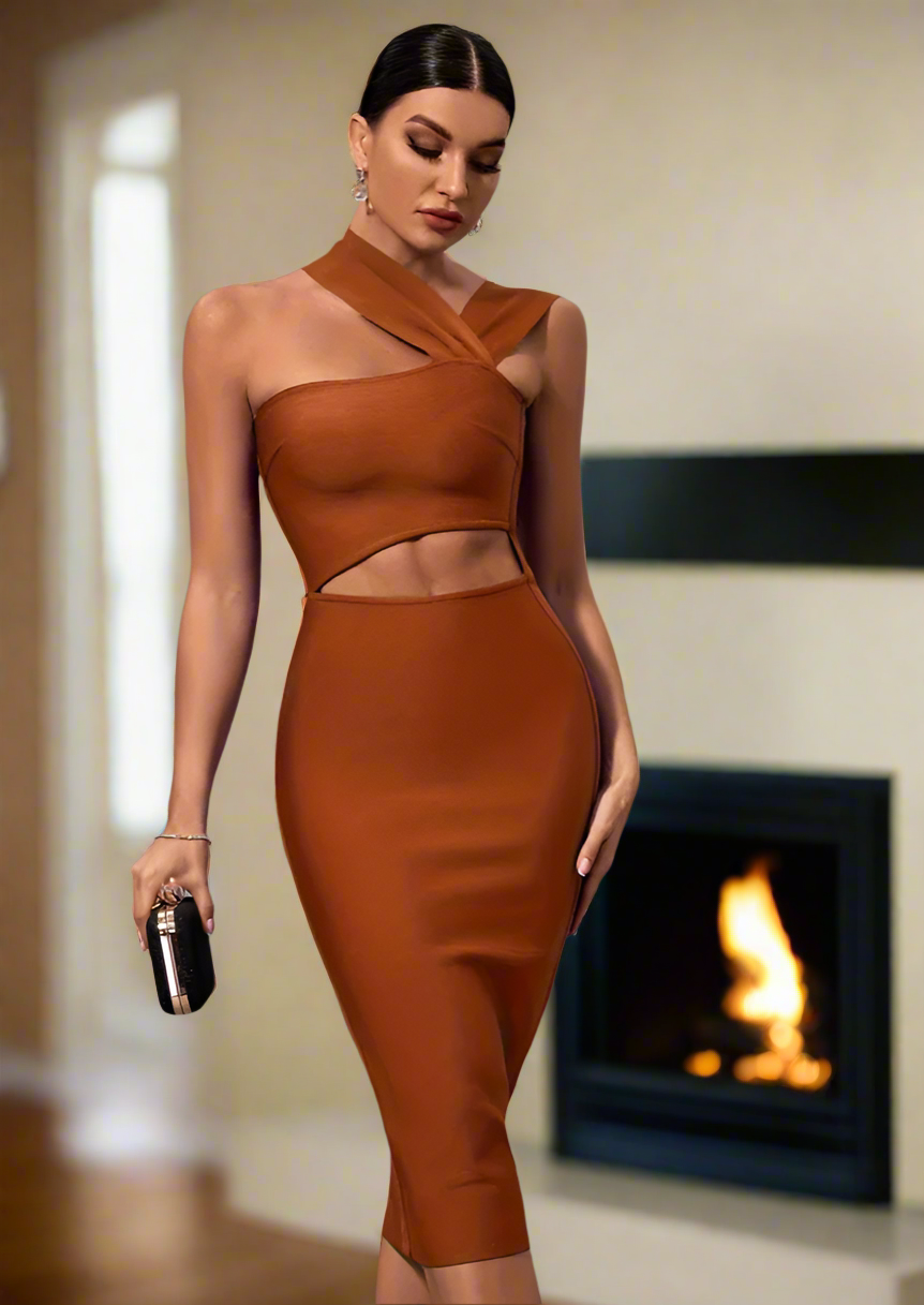 Cut Out Bandage Midi Dress