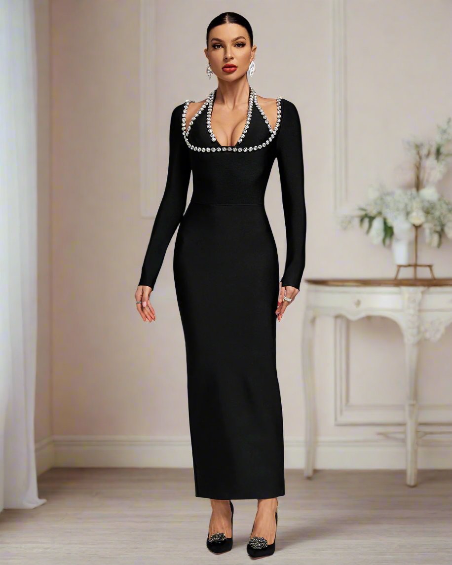 Crystal Embellished Maxi Dress