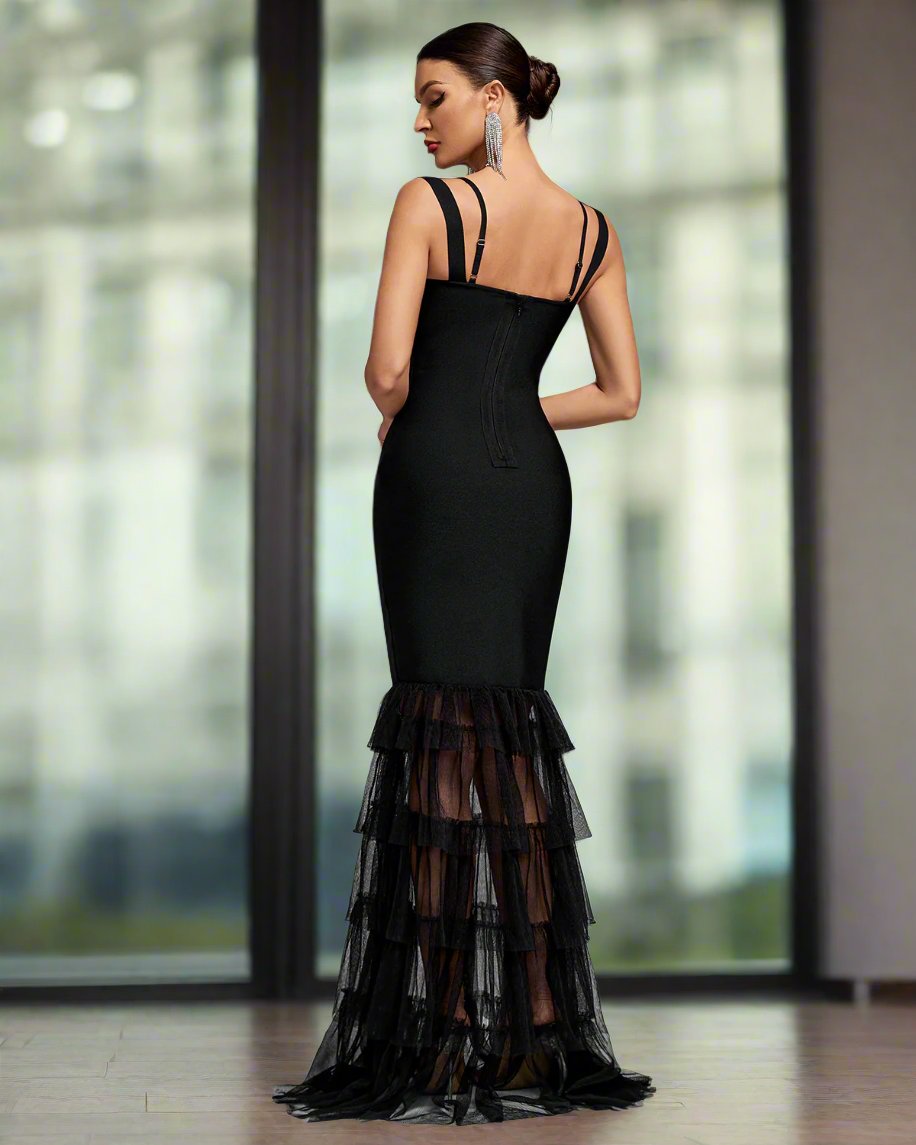 Tulle Ruffle Bottom Bandage Dress