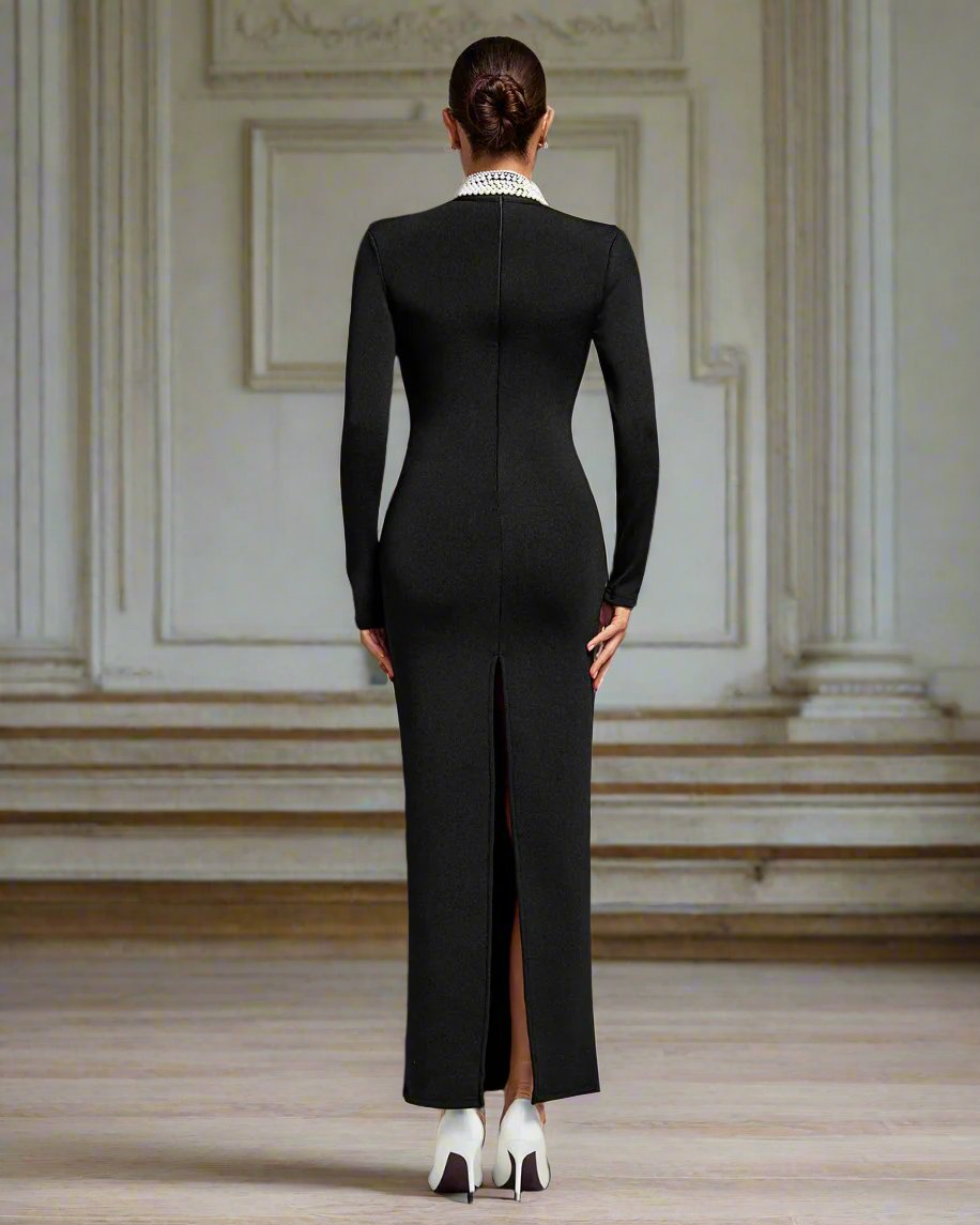 Draped Pearls Bandage Dress