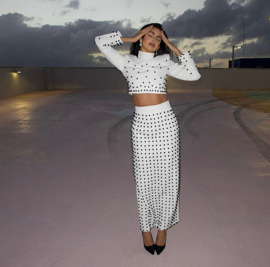 Black Bead Embroidered Set