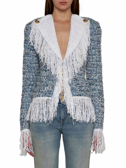 Tweed Fringe Cardigan Jacket