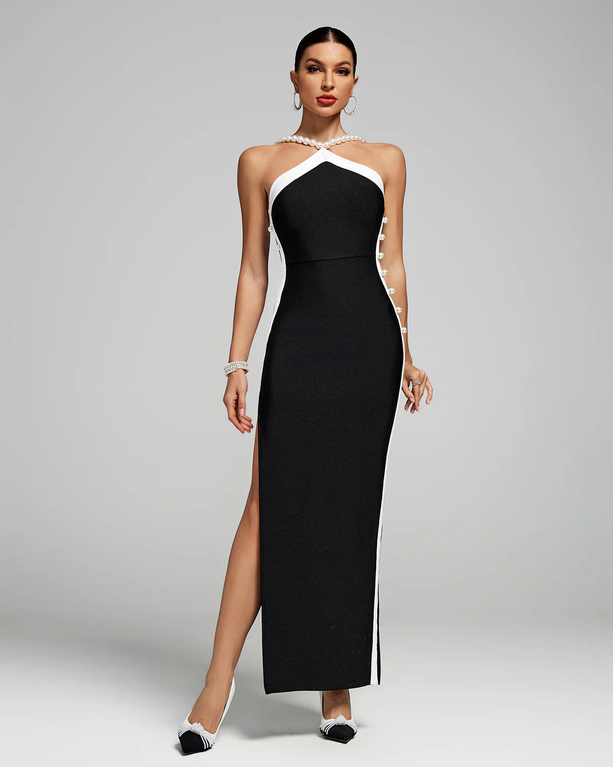 Pearl Trim Bandage Dress