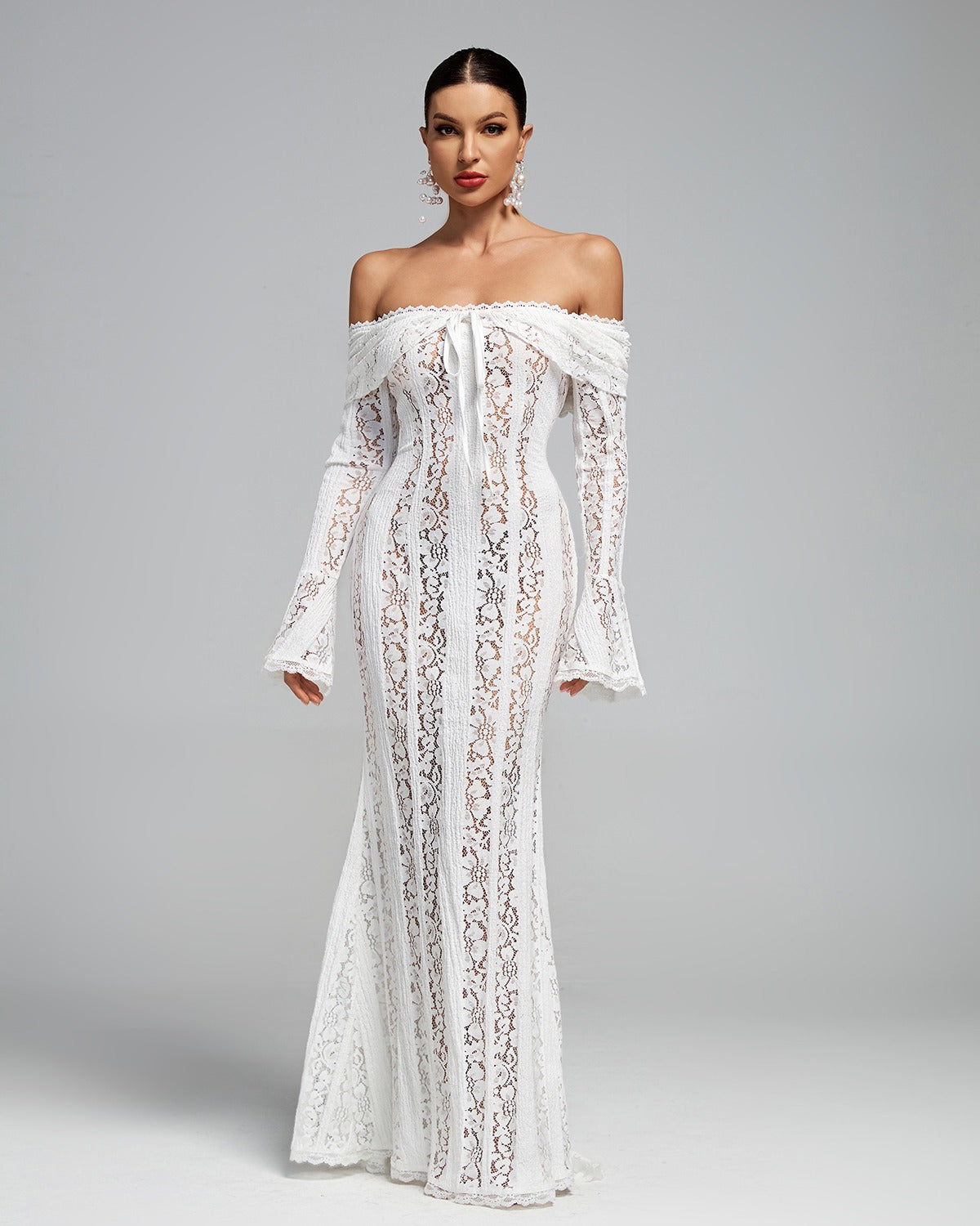 White Lace Off The Shoulder Dress