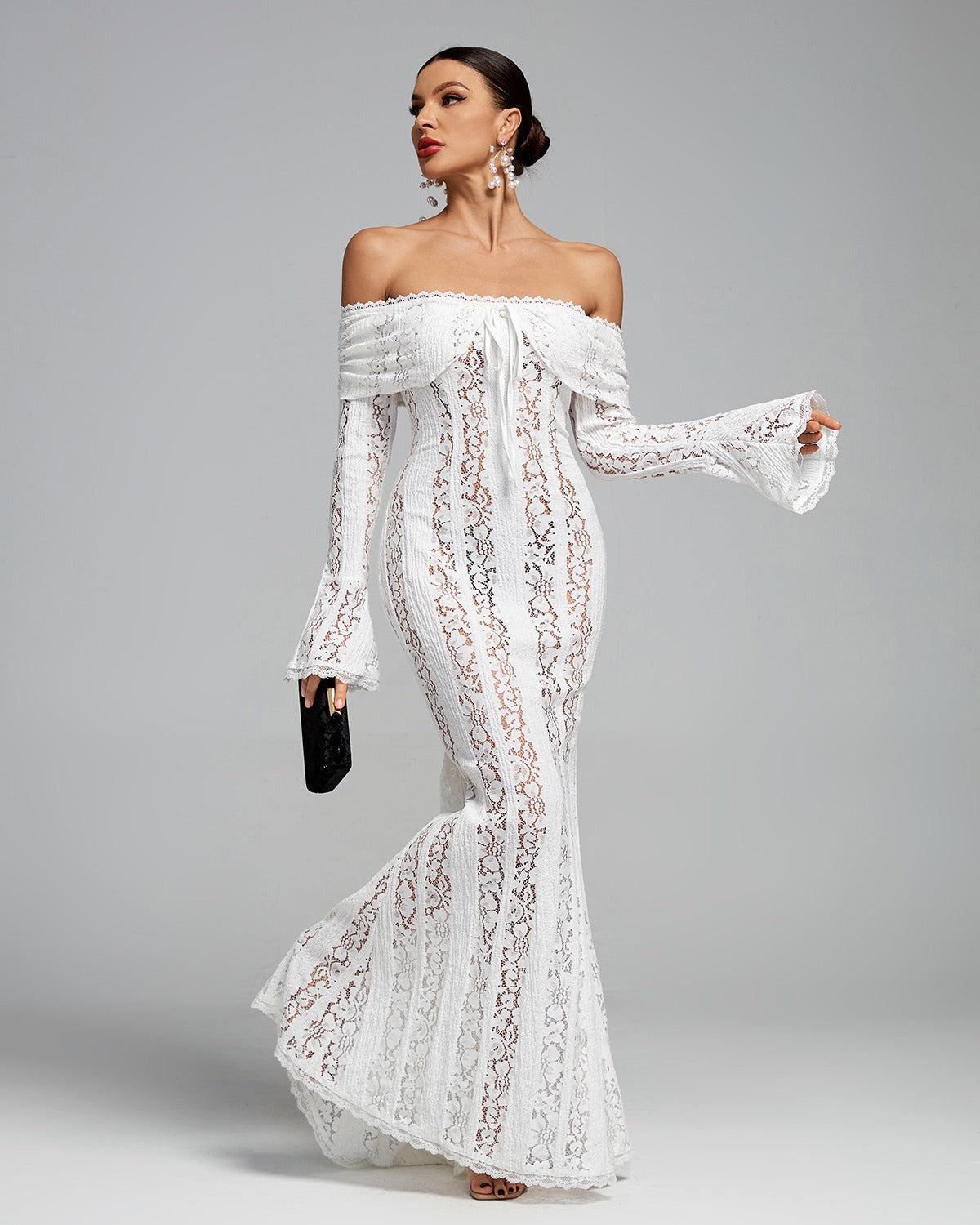 White Lace Off The Shoulder Dress