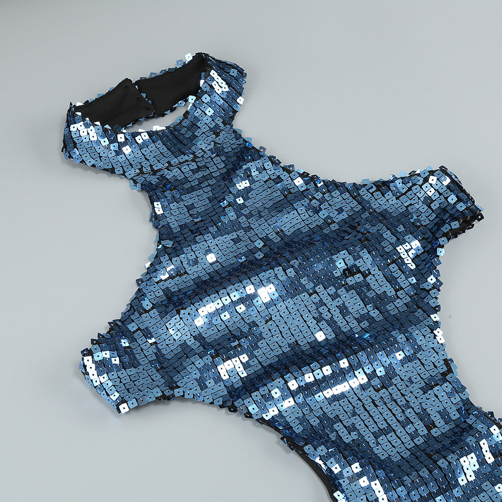 Halter Neck Sequins Dress