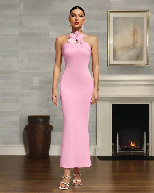 Sleeveless Leaf Maxi Dress