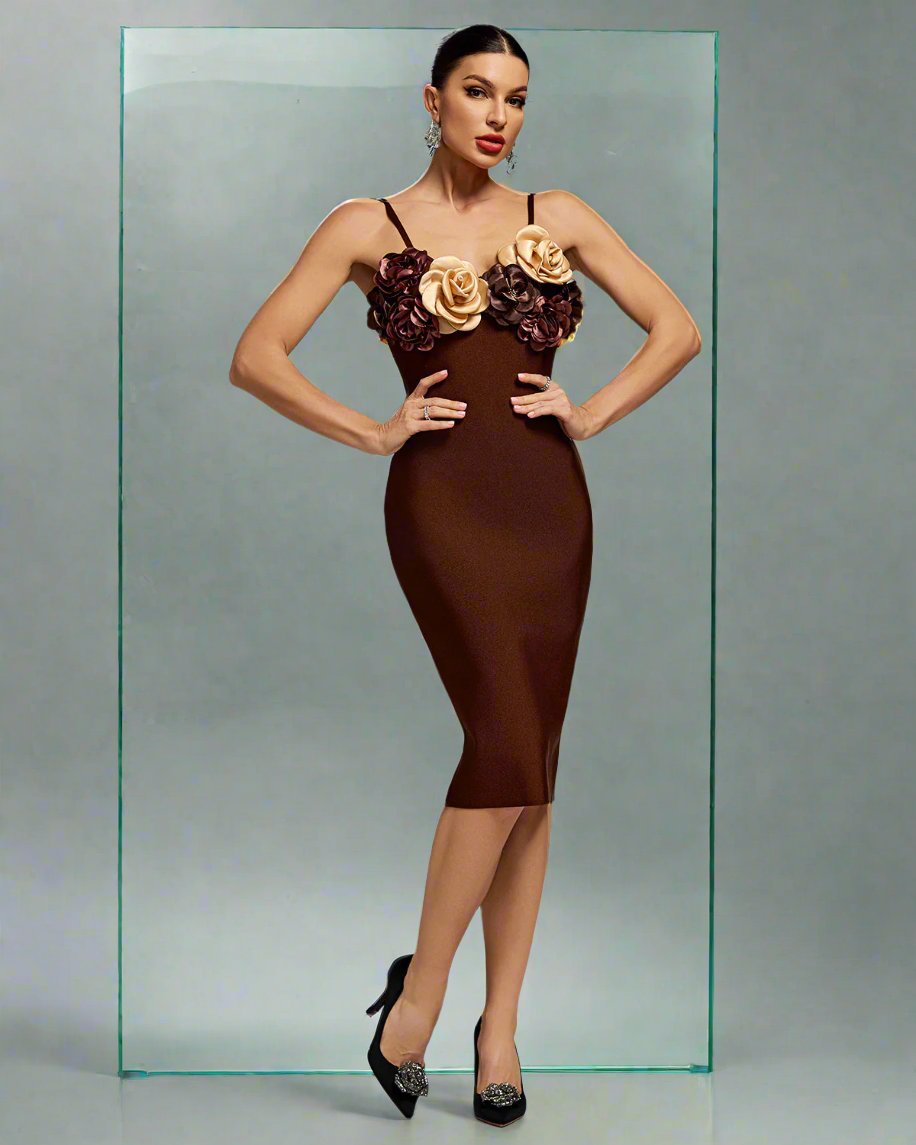 Flower Thin Strap Bandage Dress