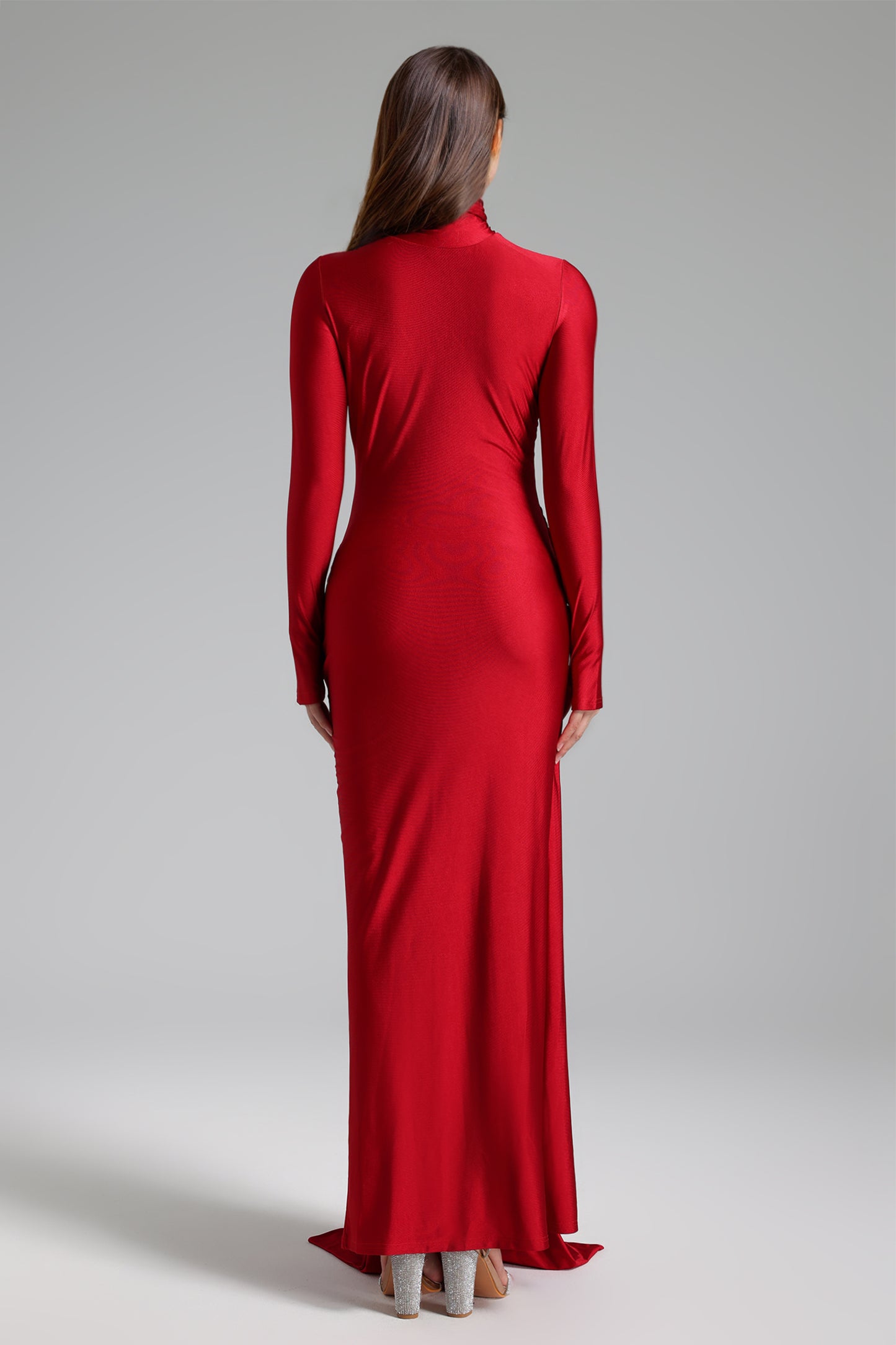 Turtleneck Front Tie  Maxi Dress